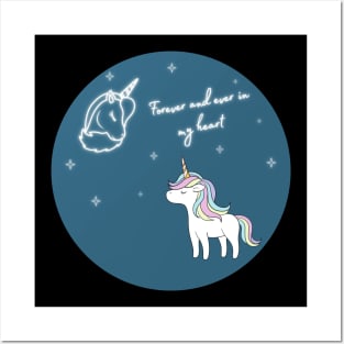 Unicorn raised to heaven, forever in my heart Posters and Art